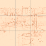 Sepia sketch with grid