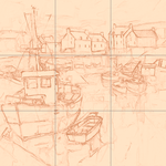 Sepia sketch with grid