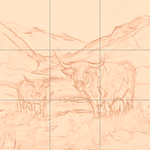 Sepia sketch with grid