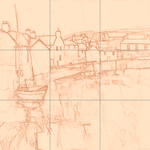 Sepia sketch with grid