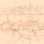 Sepia sketch with grid