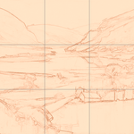 Sepia sketch with grid