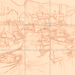 Sepia sketch with grid