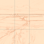 Sepia sketch with grid