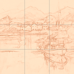 Sepia sketch with grid