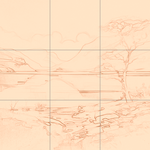 Sepia sketch with grid