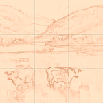 Sepia sketch with grid