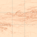 Sepia sketch with grid