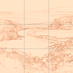 Sepia sketch with grid