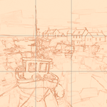 Sepia sketch with grid