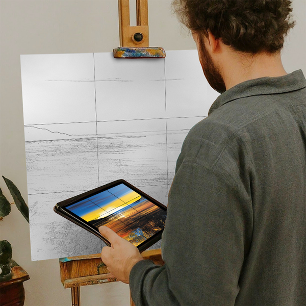 Artist with iPad and Easel