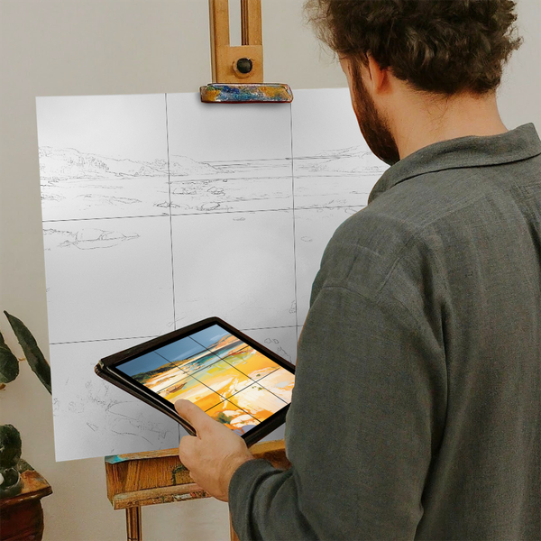 Artist with iPad and Easel