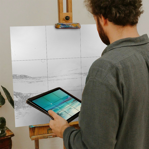 Artist with iPad and Easel