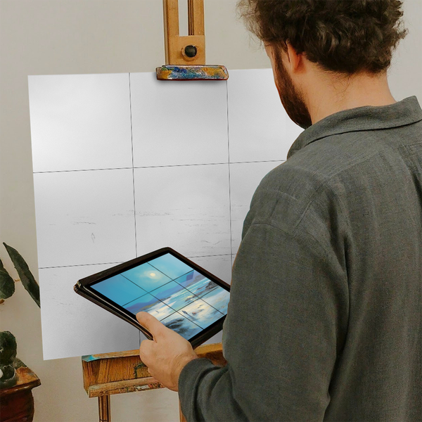 Artist with iPad and Easel