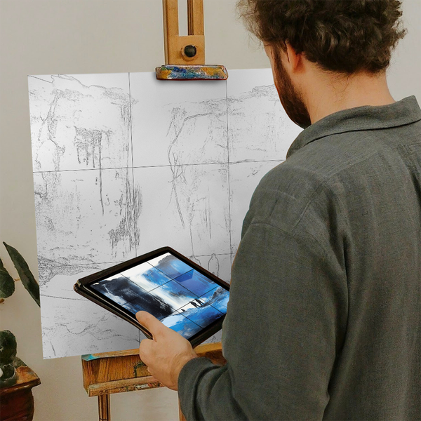 Artist with iPad and Easel