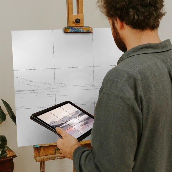 Artist with iPad and Easel