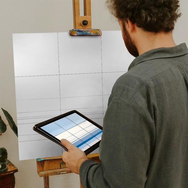 Artist with iPad and Easel