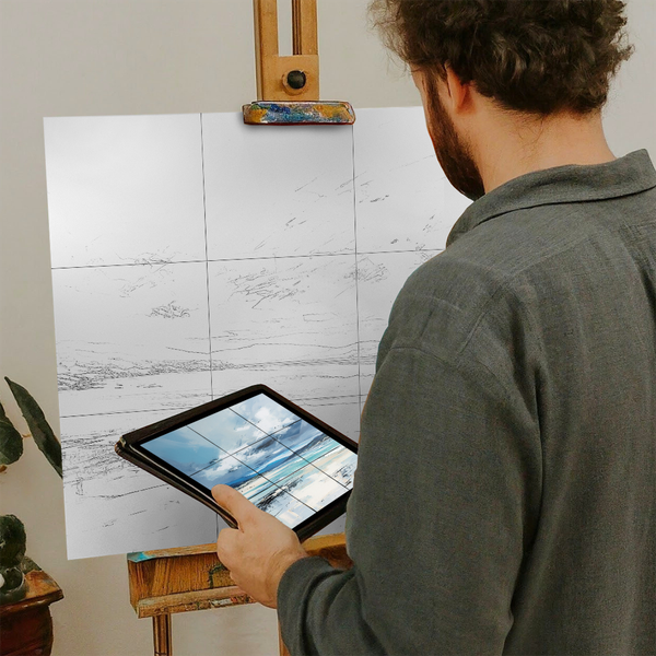 Artist with iPad and Easel