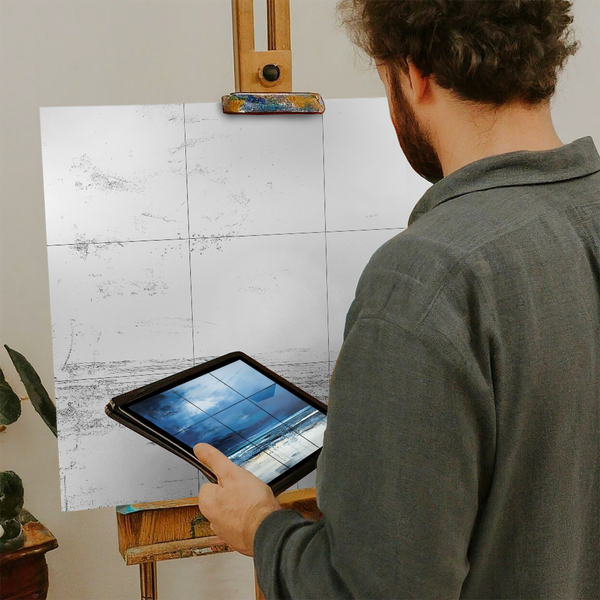 Artist with iPad and Easel