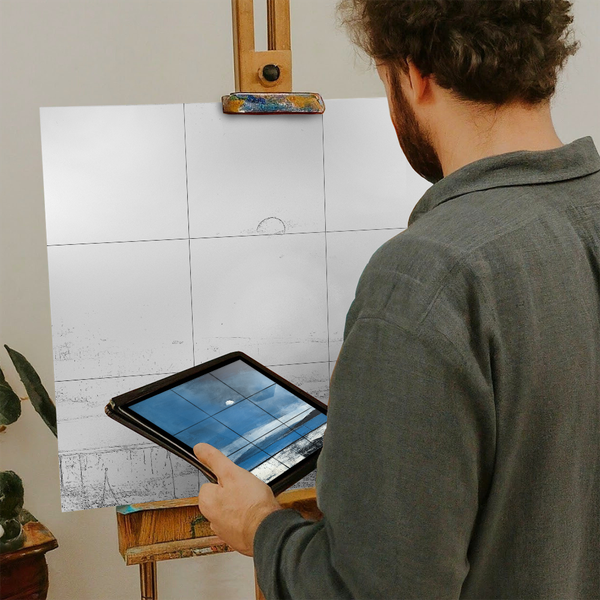 Artist with iPad and Easel