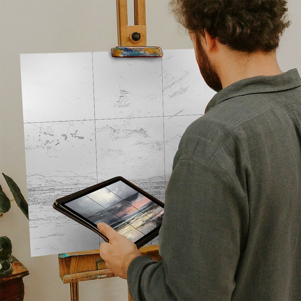 Artist with iPad and Easel