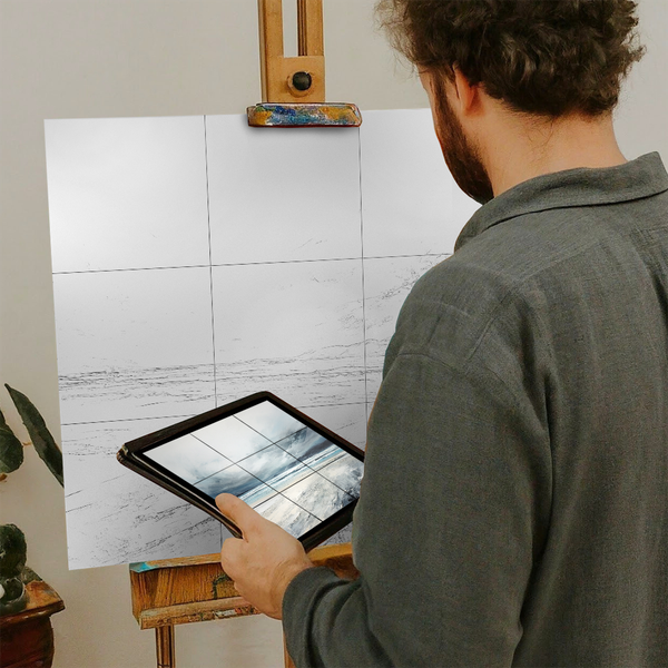 Artist with iPad and Easel