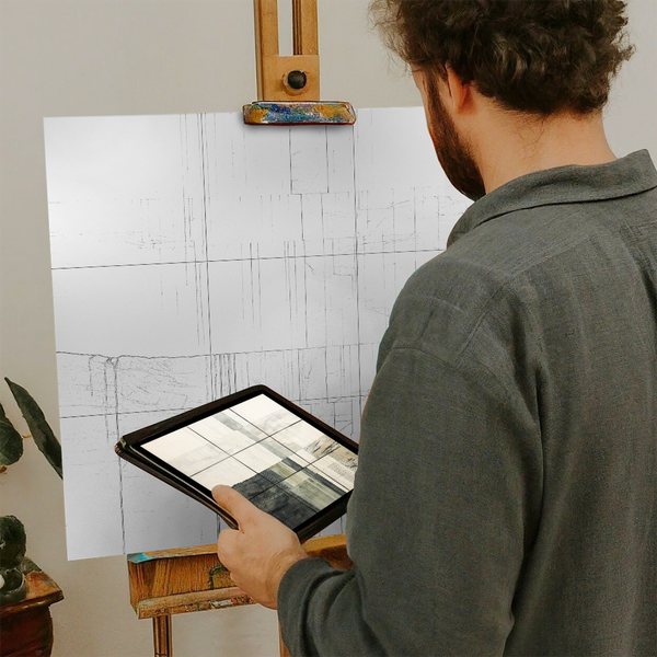 Artist with iPad and Easel