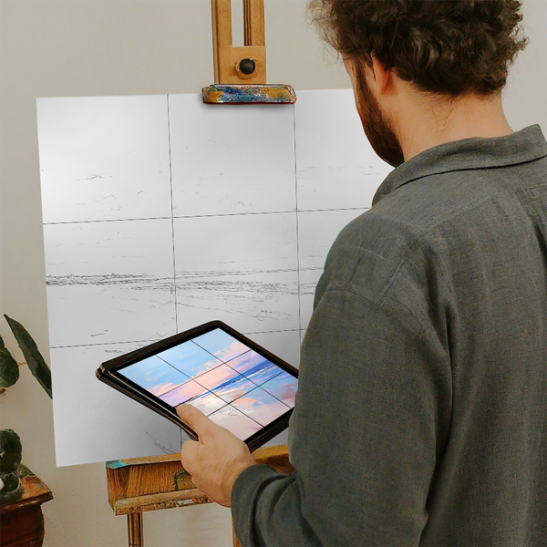 Artist with iPad and Easel