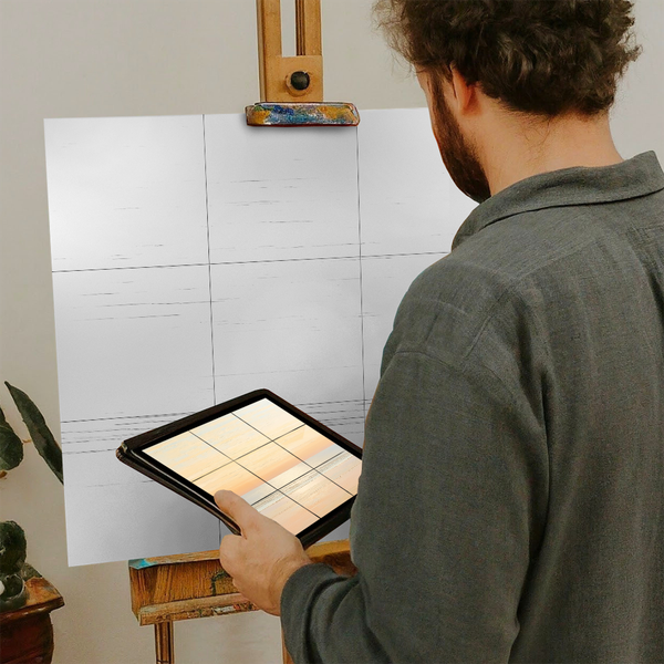 Artist with iPad and Easel