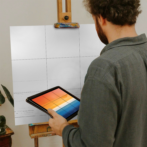 Artist with iPad and Easel