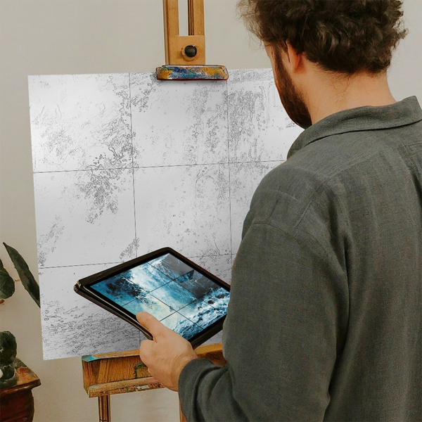 Artist with iPad and Easel