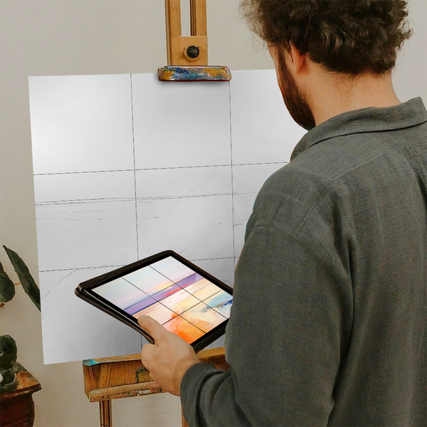 Artist with iPad and Easel