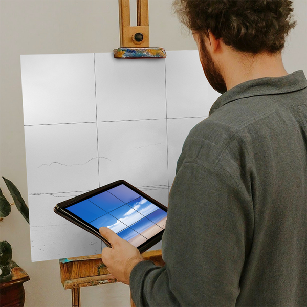 Artist with iPad and Easel