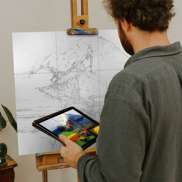 Artist with iPad and Easel