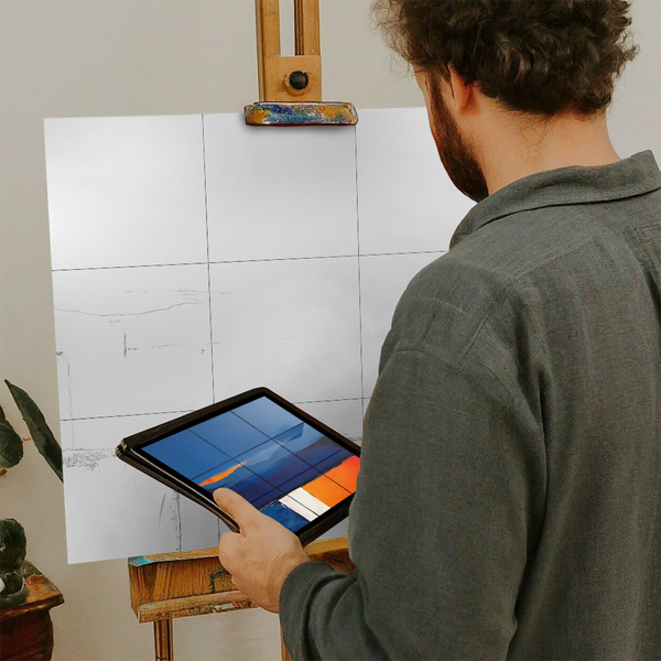 Artist with iPad and Easel