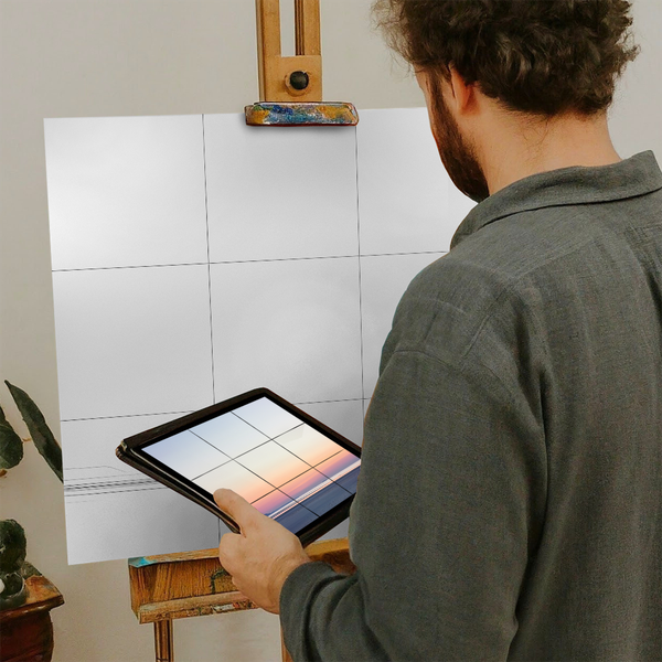 Artist with iPad and Easel