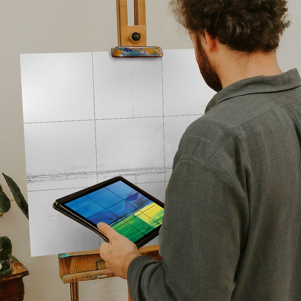 Artist with iPad and Easel