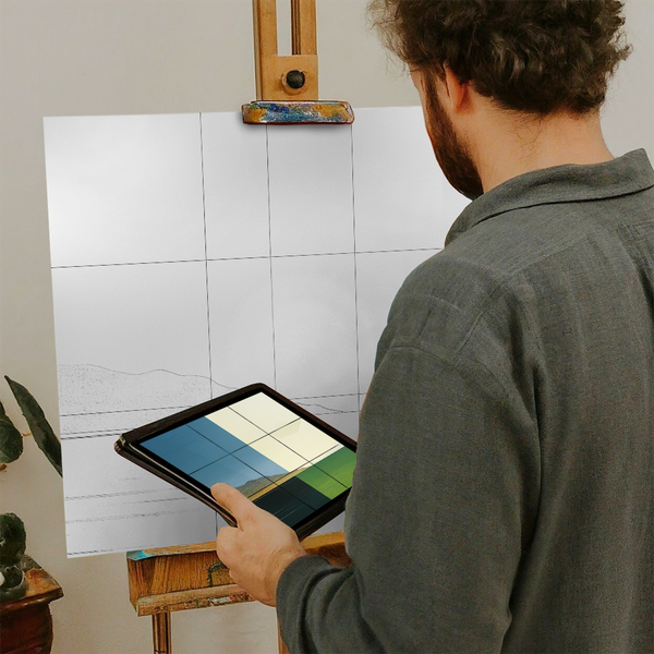 Artist with iPad and Easel