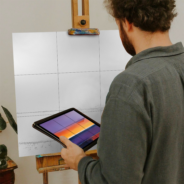 Artist with iPad and Easel