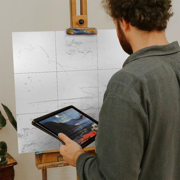 Artist with iPad and Easel