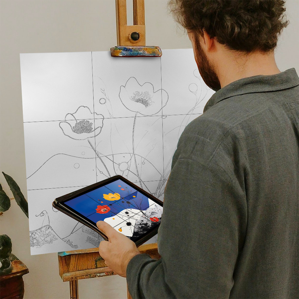 Artist with iPad and Easel