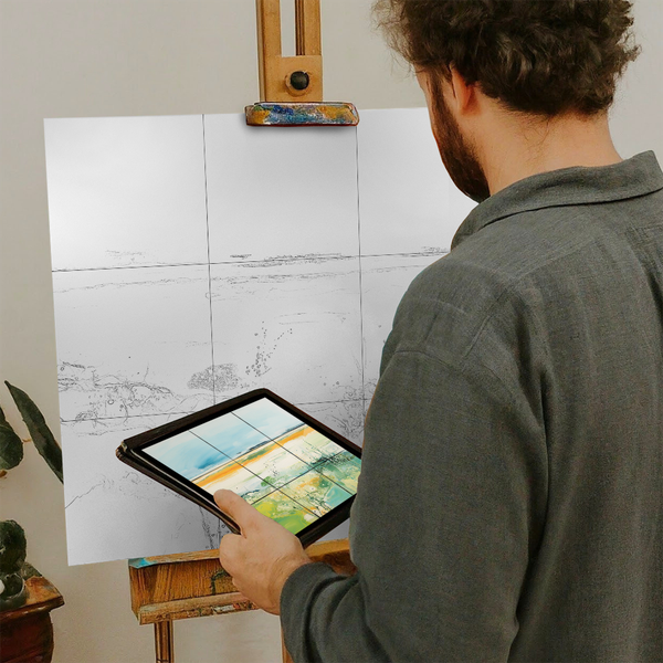 Artist with iPad and Easel