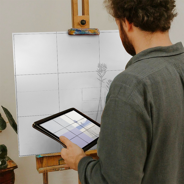 Artist with iPad and Easel