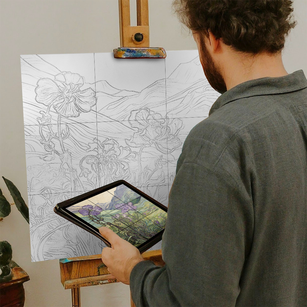 Artist with iPad and Easel