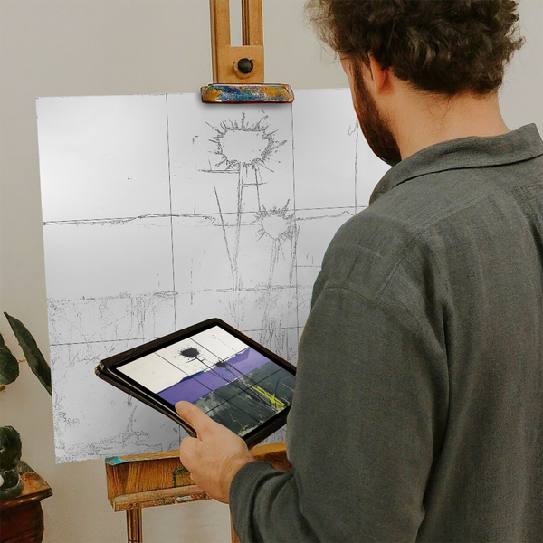 Artist with iPad and Easel