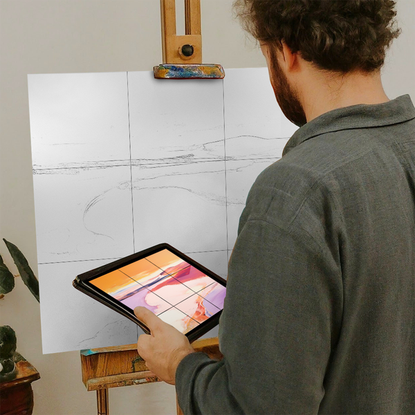 Artist with iPad and Easel