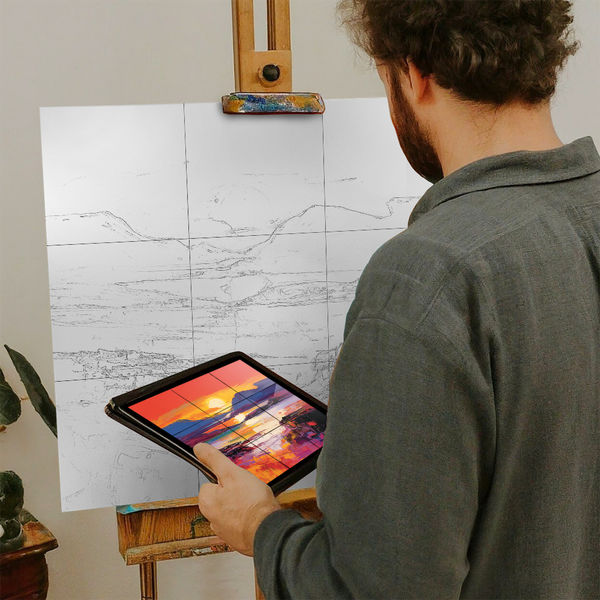 Artist with iPad and Easel