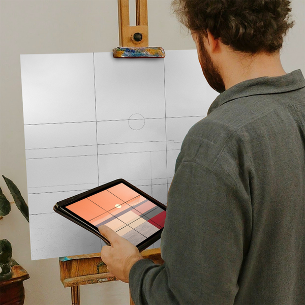 Artist with iPad and Easel