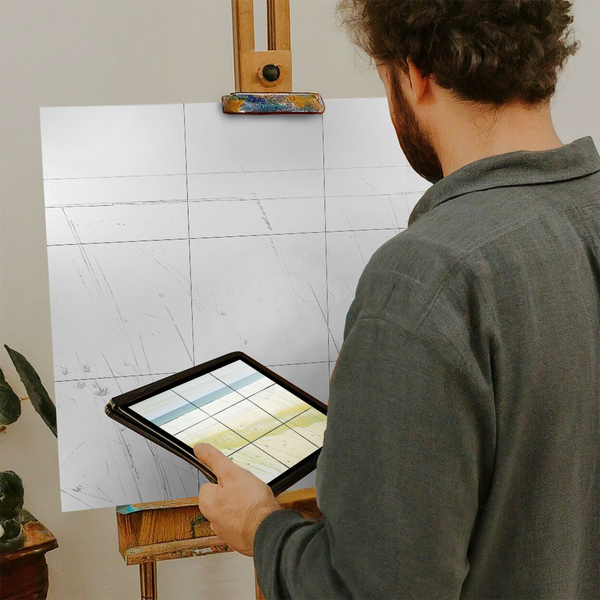 Artist with iPad and Easel