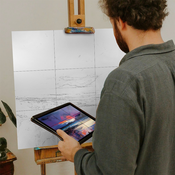 Artist with iPad and Easel